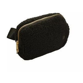 Kyodan NEWWT WOMEN'S KYODAN CROSSBODY OR BELT BAG FANNY PACK BLACK FLEECE MEDIUM POCKET