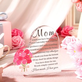 Kathfly Mother's Day Gifts Birthday Gifts for Mom from Daughters Son Meaningful Ideal Acrylic Heart Keepsake Paperweight for Mother's Day Anniversary