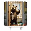 EVRCVAR Funny Bear Shower Curtain Bathtub Brown Animal Rustic Farmhouse