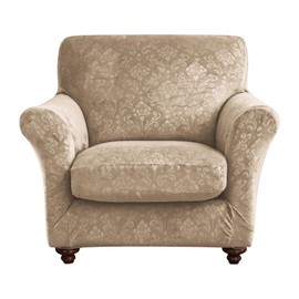 EVOLLER 2 Pieces Armchair Slipcover with Separate Chair Cushion Cover Floral Pattern Single Couch Covers for Arm Sofa Washable