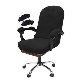 Office Chair Cover with Armrest Covers Stretchable Oversized Desk Chair Cover with Zipper Thick High Back Office Seat Cover for Extra Large Executive (Big Tall Man) Chairs(X-Large Size,Black)