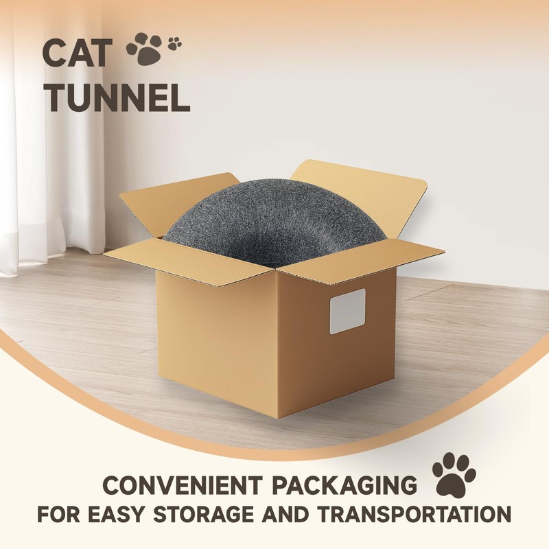 iCAGY Large Cat Tunnel Bed Toys for Indoor Cats (Grey,