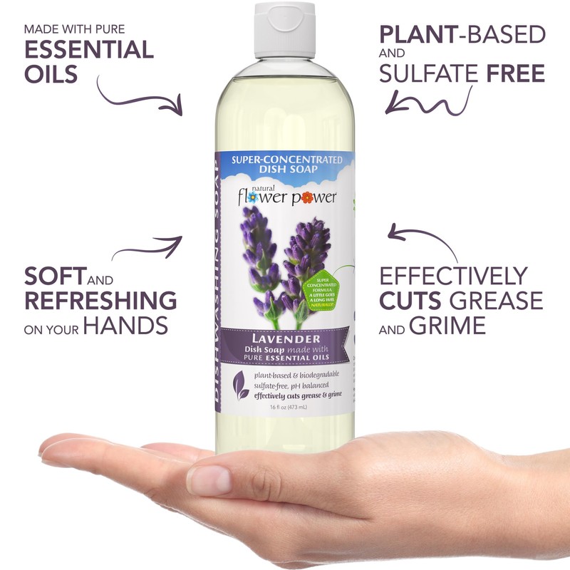 Natural Flower Power - Plant-Derived Dish Soap - Sulfate-Free, Bio-Based,