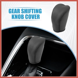 ACROPIX Gear Shifting Knob Cover Automatic Transmission Lever Trim for Hyundai Tucson 2015-2018 for Santa Fe 2013-2017 PU Leather Black Car Parts