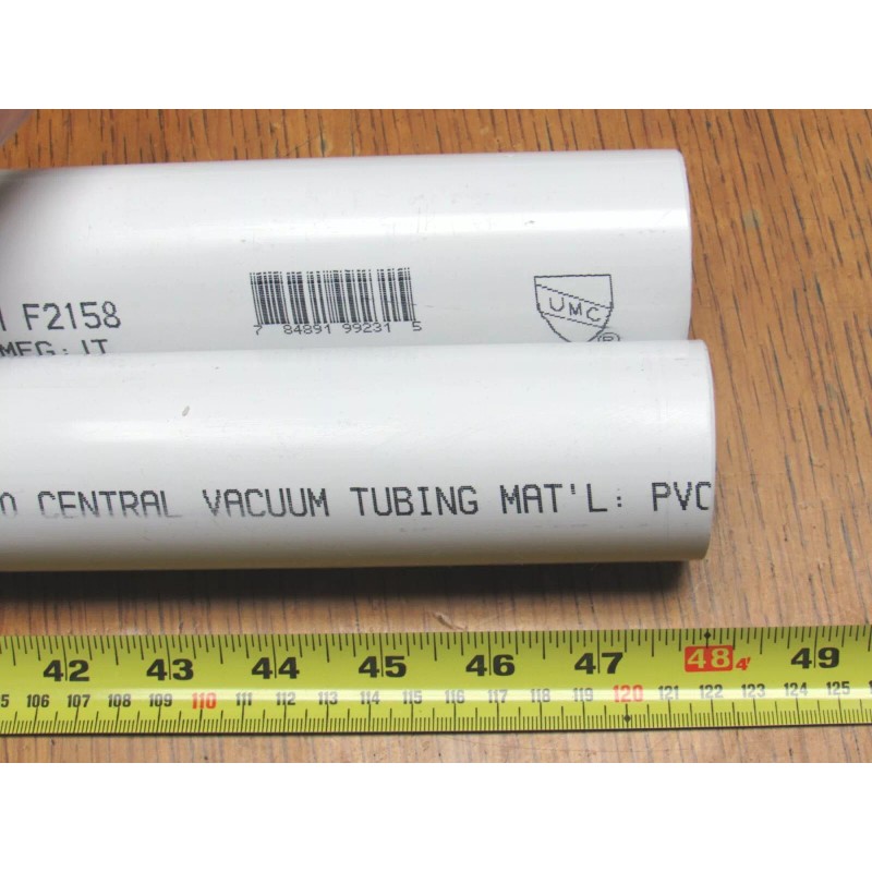Universal 20ft Central Vacuum Pipe 2" PVC ships in 4