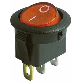 MC POWER Rocker Switch 3-Pin Red Rocker (Illuminated), 250 V/6.5 A, Black, On/Off, Reliable Switch for Electrical Devices, DIY Projects