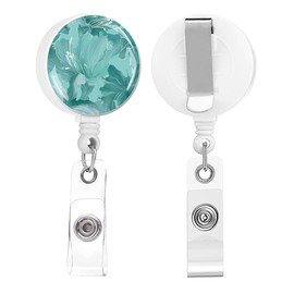 IAMRAVER 2 Pack Retractable Badge Holders Cute Badge Reel Badge Clip ID Card Holders for Student Office Worker Doctor Nurse Teacher(Cute Green Leaves)
