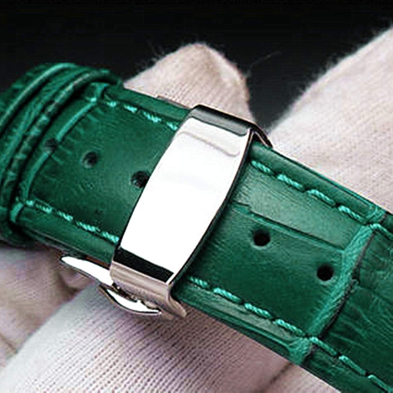 TRISTRAPS Quick Release Genuine Leather Watch Band Black Blue D