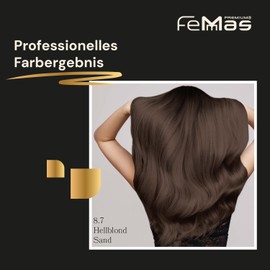 Femmas Hair Colour Set Light Blonde Sand 8.7 I Hair Colour Cream 100 ml + Oxycream 100 ml 9% I Permanent Hair Colouration + Developer I Gentle & Long Lasting I Salon Hair Colour for Home