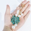 SWJEWEL Flower Blossom Cute Keychain for Women Shiny Rhinestone Faux