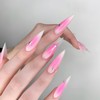 Long Stiletto Press on Nails Pink Gradient Fake Nails Almond