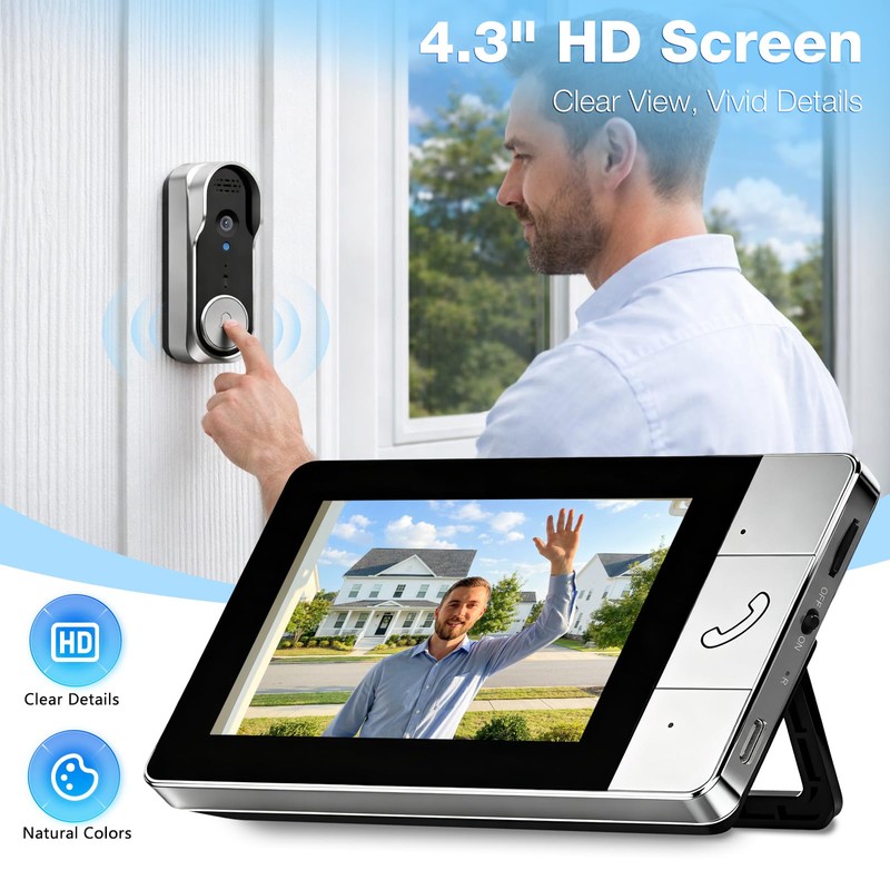KEPEAK Doorbell Camera Wireless, Video Door Bell Battery with Monitor