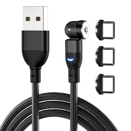 ElectroWorldFR Magnetic Charging Cable 540° 2 m LED with 3 Attachments Type C 540