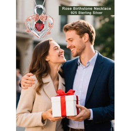 Dorunmo Infinity Heart Necklace 925 Sterling Silver Red Garnet Rose Necklace January Birthstone Jewelry for Mom Women