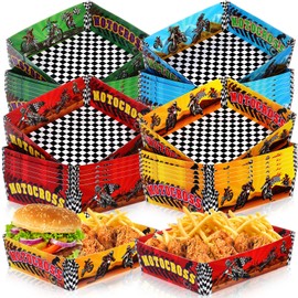 Mifoci 36 Pcs Dirt Bike Party Supplies Motorcycle Birthday Party Decoration 5 lb Paper Food Trays Disposable Serving Snack Plates for Motor Dirt Bike Theme Party