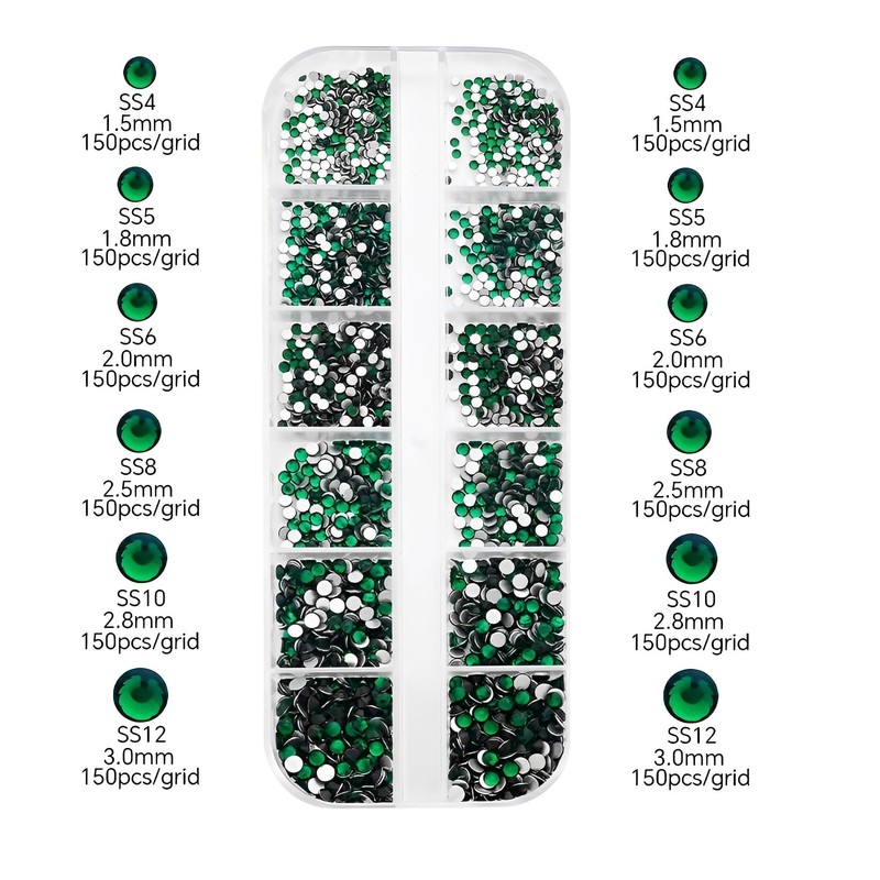 Jollin 1920pcs Flat Back Rhinestones Glass Pendants Gems Nail Art