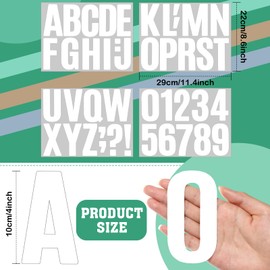 Qilery 352 Pcs 32 Sheets 4 Inch Letter and Number Stickers Self Adhesive Vinyl Letters Alphabet Stickers Big Font Letters Number Stickers for School Classroom Home Mailbox Decor (White)