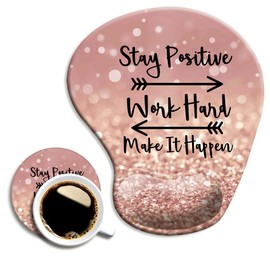 DOOKE - Alfombrilla de mouse ergonómica con soporte de muñeca y posavasos, almohadillas para orejas de mouse con base de poliuretano antideslizante para el hogar, oficina, trabajo, estudio, fácil