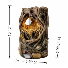 Haobos Beautiful Stump Water Fountain Relaxation Raindrop Fountains Meditation Desk Fountain Artistic Waterfall Fountains w/LED Lighting Home/Office Decor(22013)