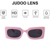JUDOO Retro Rectangle Sunglasses for Women Fashion Oval Lenses Pink