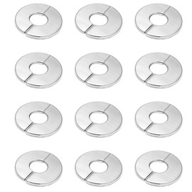 Waziaqoc 12 Pcs Round Wall Split Flange, 304 Stainless Steel Self-Adhesive Wall-mounted Pipe Hole Cover for 0.94"/24mm Diameter Pipe