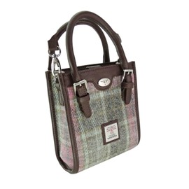 Glen Appin Harris Tweed 'Keltie' Tall Mini Tote Handbag With Removable Shoulder Strap (134 Soft Pink Buchanan)