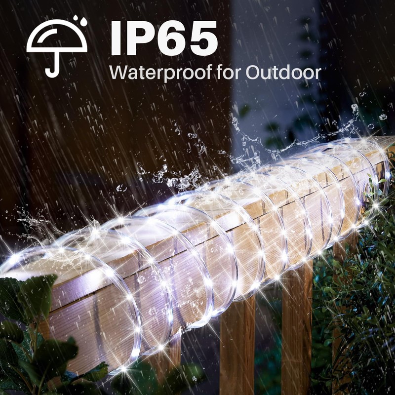 33ft/10m LED Rope Lights, Cool White Rope Light Outside, Waterproof