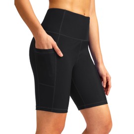 SANTINY Women's 8''/12'' High Waisted Swim Shorts with Pockets UPF50+ Long Board Swimming Shorts for Women with Liner (Black_4XL)