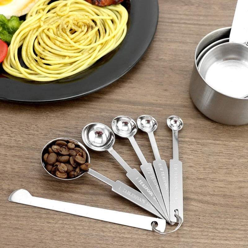 QWORK® 10-Piece Stainless Steel Measuring Cup and Spoon, Kitchen Measuring