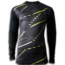 ICHNOS Adult size football padded goalkeeper shirt black green (MEDIUM - M)