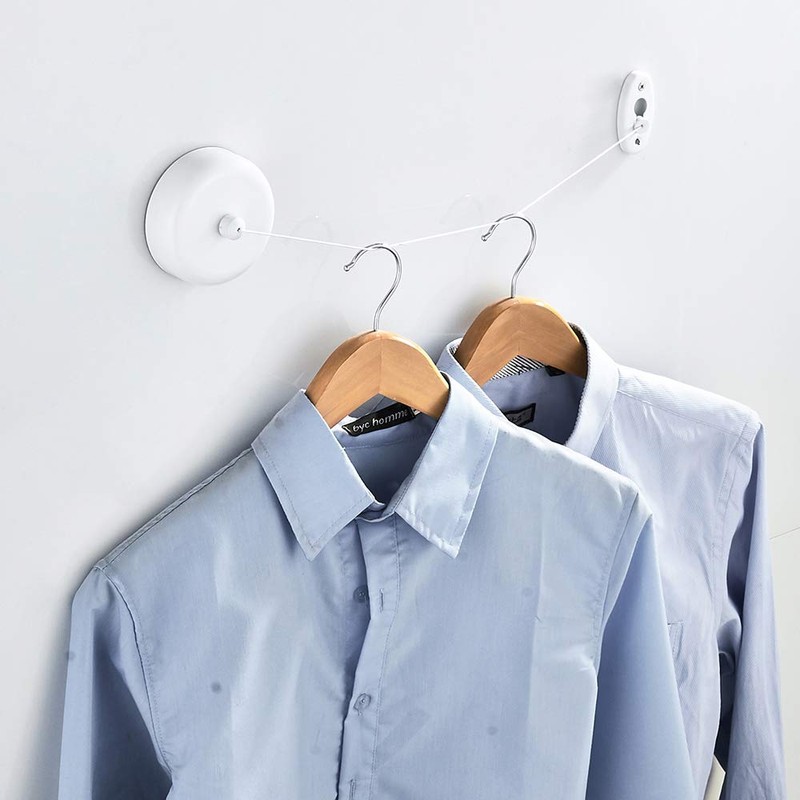 KUNGYO Extendable Washing Line - Wall Mounted Pull Out Stainless
