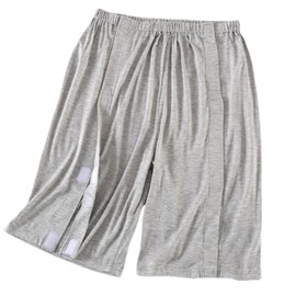 WEEOATAR Bedridden Patient Pants,Tear Away Pants with 2 Sides Magic Stickers for Post-Surgery,Incontinence Dialysis,Full Open Down Cotton Rip Off Pants for Hip Replacement(Man Grey,Short,M), Medium