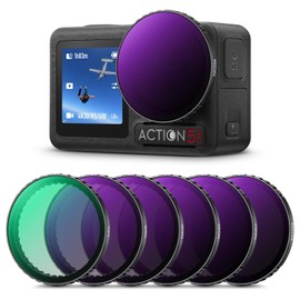 K&F Concept 6-pack Snap-on Filters for DJI OSMO Action 3/4/5 pro- CPL ND8 ND16 ND32 ND64 ND256, 28-layer Coating Optical Glass