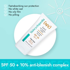 Skincyclopedia LSF 50 Sonnencreme, Sonnenfluid für das Gesicht mit Niacinamide und Teebaum gegen Pickel, SPF 50 Sun Protection Face Fluid, UVA und UVB, Sonnenschutz mit hohem Breitspektrumschutz, 50ml