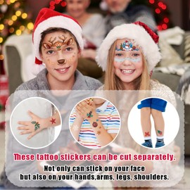 Partywind Christmas Face Temporary Tattoos for Kids, Waterproof Face Tattoo Stickers for Christmas Party Supplies Favors, Surprise Kids Stocking Stuffers Goodie Bag Fillers, Xmas Holiday Decorations