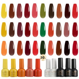 JR 35pcs 10ml Gel Nail Polish Same Color Same Bottle Red Pink Nude Gel Polish Set Base Top Matte Coat For Nail Salon Home Gifts for Women and Girls C Set