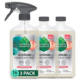 Seventh Generation Foaming Dish Spray, Honey Crisp Apple 16 Fl Oz (Pack of 3), Refill Pack of 3 with 1 Sprayhead