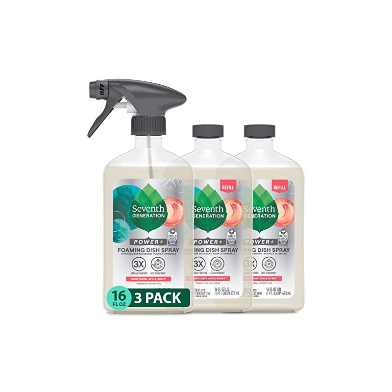 Seventh Generation Foaming Dish Spray, Honey Crisp Apple 16 Fl