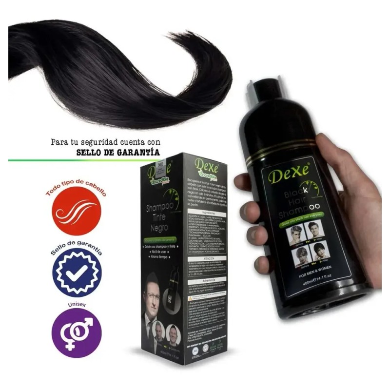 Shampoo Para Canas Con Tinte Para Cabello Color Negro 2