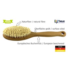 MAAJ Massage Bath Brush / Shower Brush 29 cm Hard Fibre Bristles - Wood - Vegan - Made in Germany