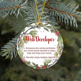 Christmas Ornaments 2025 Job Work Web Developer Gifts Holiday Ornament Party Present Decorative Congrats On New Job Good Luck Present Ideas Family Present Keepsake 3"