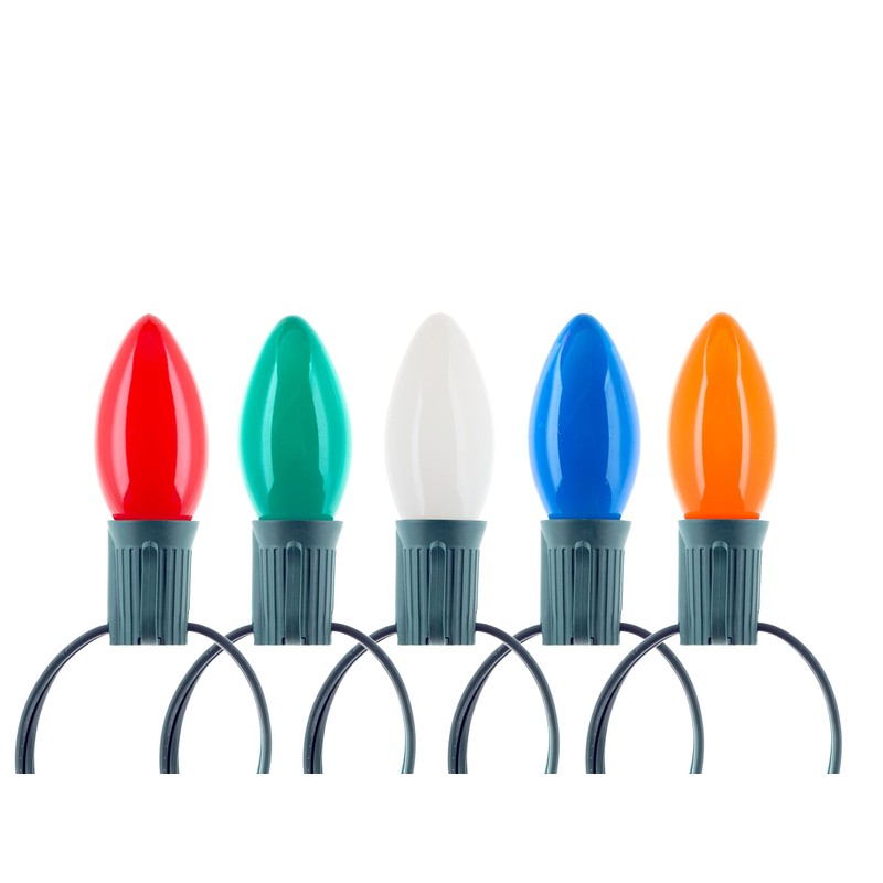 Box of 25 Light Bulbs - Opaque Yellow, Steady Burning,