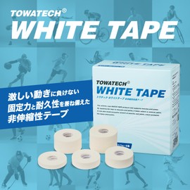 TOITEC White Tape, 1.5 x 5.3 ft (3.8 x 13.7 m), 8 Rolls, 4 Box Set, 32 Rolls, Non-Stretchable, For Fixing, Hand Cut, Taping Tape