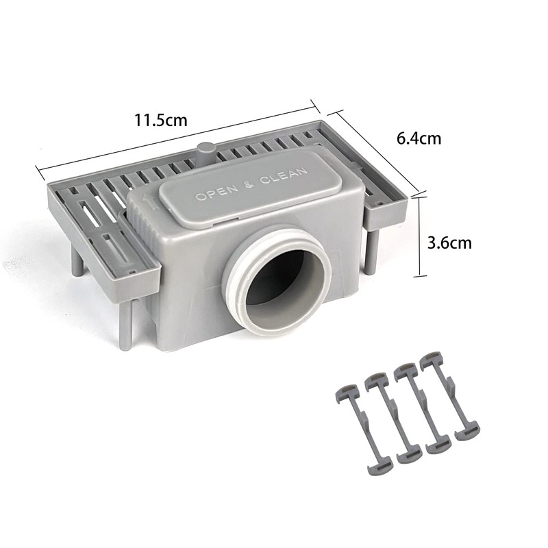 SaniteModar Shower Drain Siphon with Odour Stop, Hair Strainer, 4