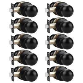 Probrico Black Door Knobs Interior, Black Closet Door Knobs, Passage Door Handles, Keyless, No Lock, 10 Pack