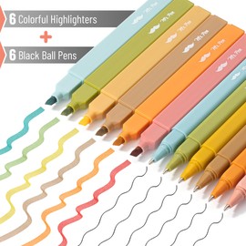 Mr. Pen- Aesthetic Highlighters and Pens No Bleed, 12 Pack, Pastel Color Bible Highlighters No Bleed, Black Ink Bible Pens, Highlighter Pens, No Bleed Highlighters for Bibles, Bible Pens