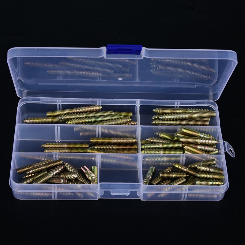 90pcs M6 Dowel Screw Woodworking Furniture Connector Double Ended Screw