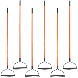 Ashman Bow Rake (6 Pack) – Heavy Duty Rake to Gather Fallen Leaves, Equipped with Rubber Grip Handle for a Strong Hold When Working – Rust Resistant.