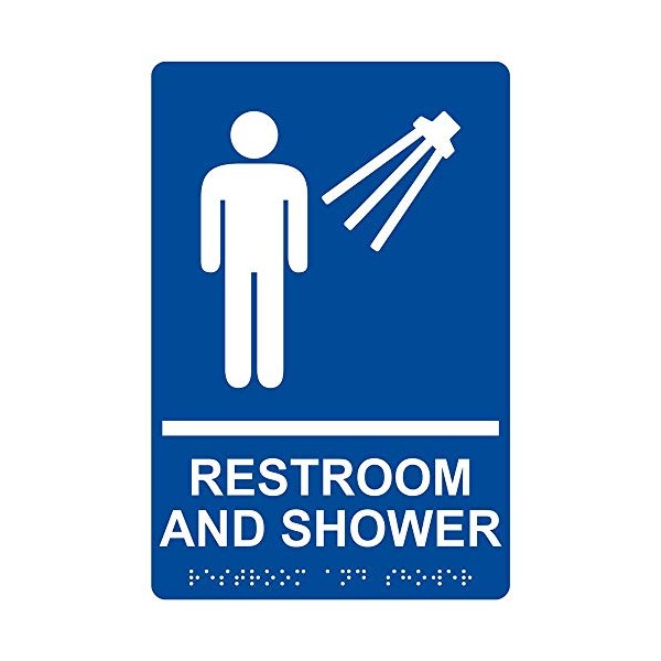 ComplianceSigns.com Restroom Sign, ADA-Compliant Braille and Raised Letters, 9x6 in.