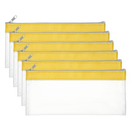 PATIKIL 8.7x3.9 Inch Money Bags with Zipper, 6 Pcs Clear PVC Cash Deposit Bank Pouch Envelopes Makeup Bag Check Wallet for Coin Cosmetics Bill, Yellow